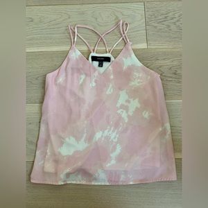 VERO MODA-Silk Pink and White Dyed V-neck, Size:XS